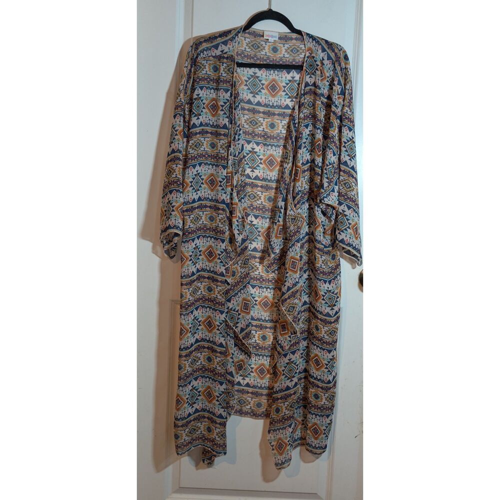 LuLaRoe XL Kimono Cardigan Duster Aztec Geometric Boho Open Front